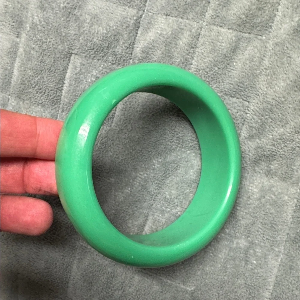 Vintage Plastic Bangle Bracelet, Jade Green, Retro, Boho